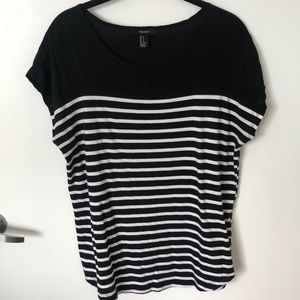 Striped Cap Sleeve Blouse